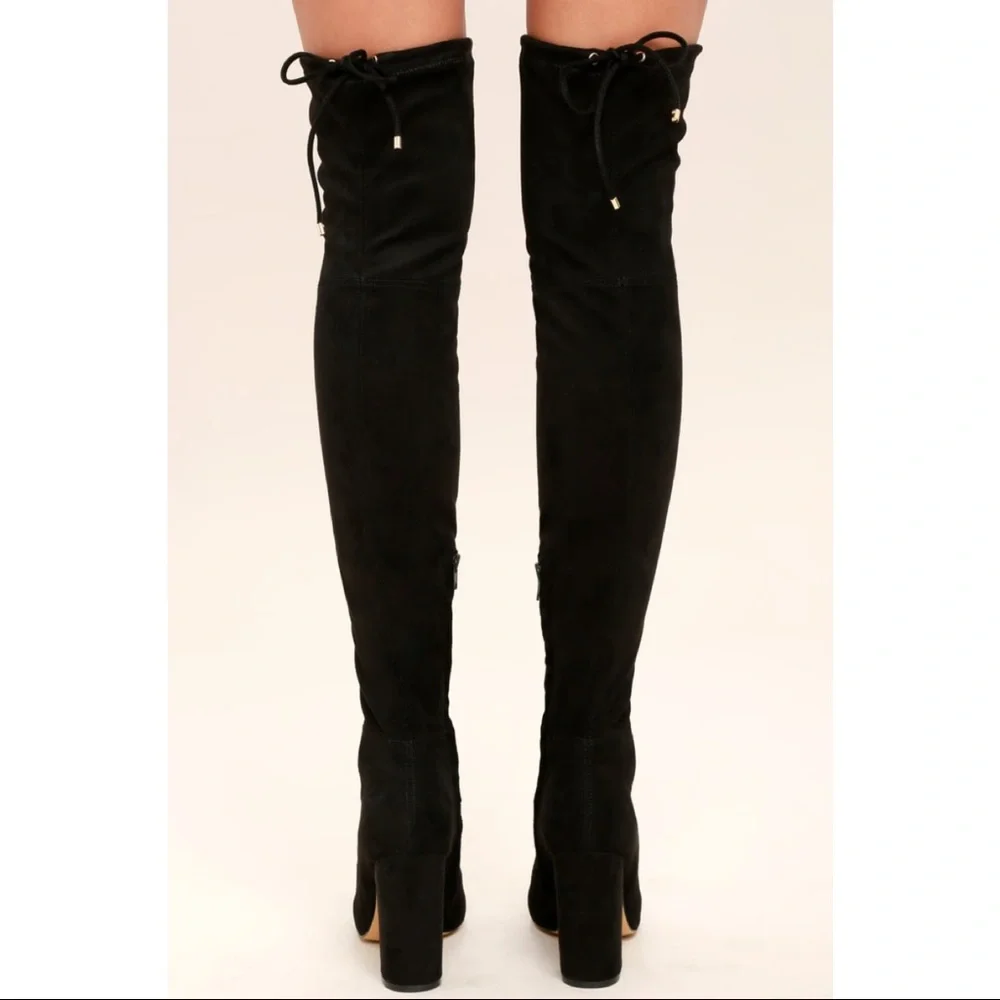 Lulu's Black Thigh High Boots - Size 6